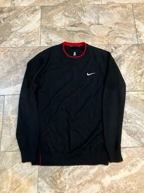 Nike Tiger Woods Collection Sweater Mens Medium Black Merino Wool Knit Golf